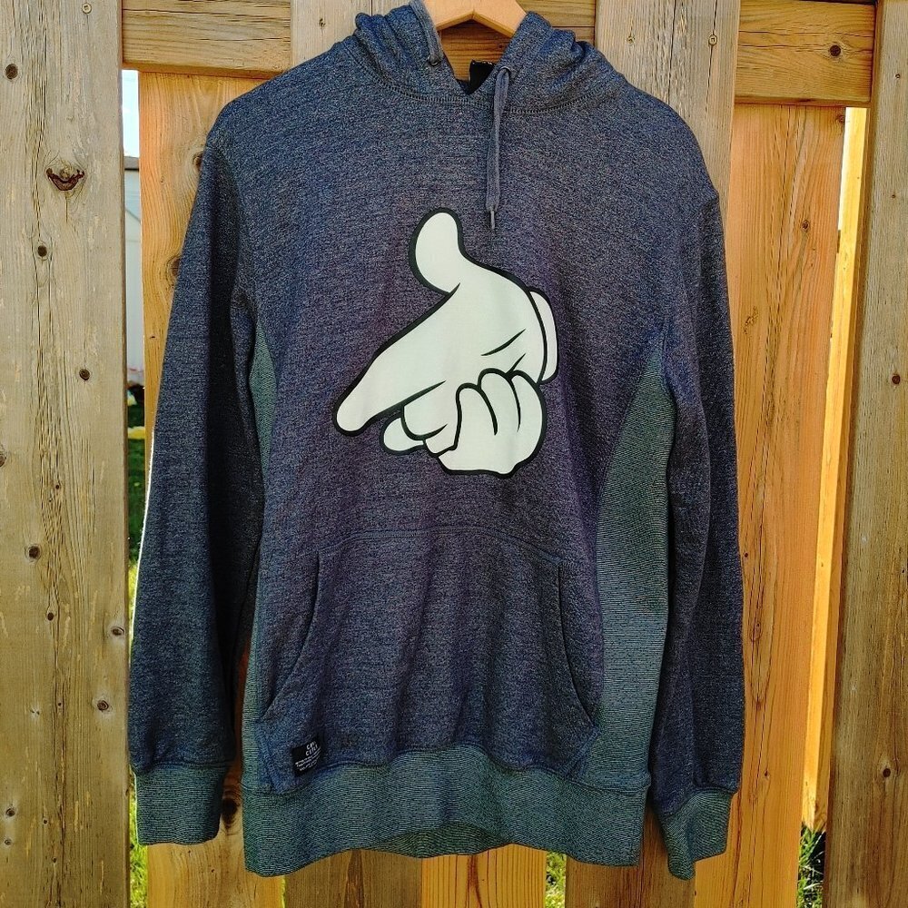 CROOKS & CASTLES Stick Up Gun Mickey Hands Hoodie  Sweater Pull Over Size M